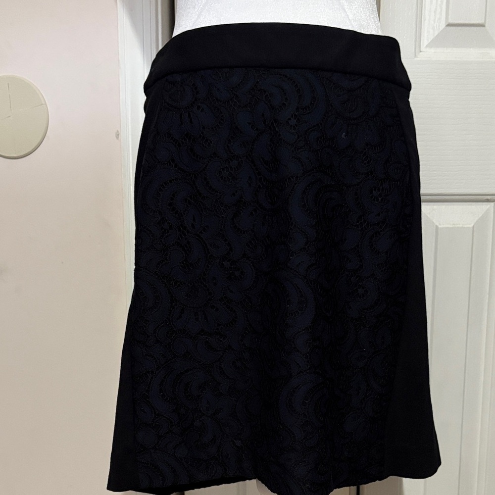 LOFT Black A-Line Lace Skirt
